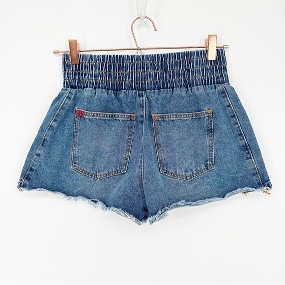 BDG Urban Outfitters Elastic Waist Cotton Blue Cutoff Shorts XS - Picture 2 of 7